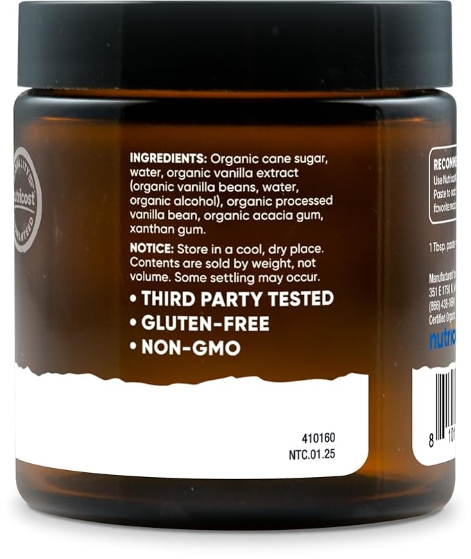 Nutricost Organic Madagascar Vanilla Bean Paste (4 oz) - Vanilla Bean Paste for Baking and Cooking, USDA and CCOF Organic, GMO-Free, Gluten-Free