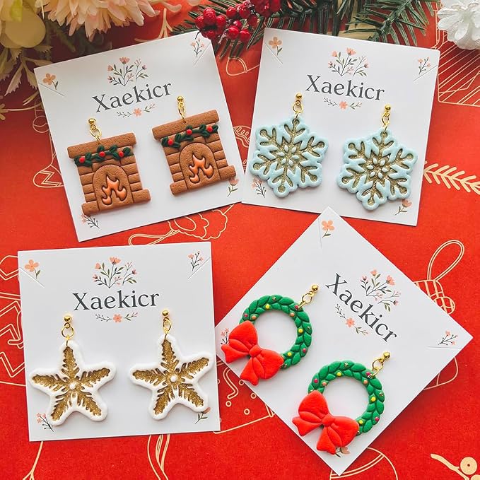 Xaekicr Winter Theme Polymer Clay Cutters Set – Clay Molds and Cutters for Polymer Clay, Decorative Earring Tools