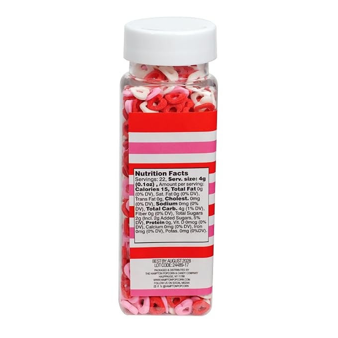 Red, White, Pink Heart Confetti Sprinkle Mix Cutout 3.17 oz, Valentines Sprinkles For Cake Decorating, Baking, Ice Cream & More, The Hampton Candy Company