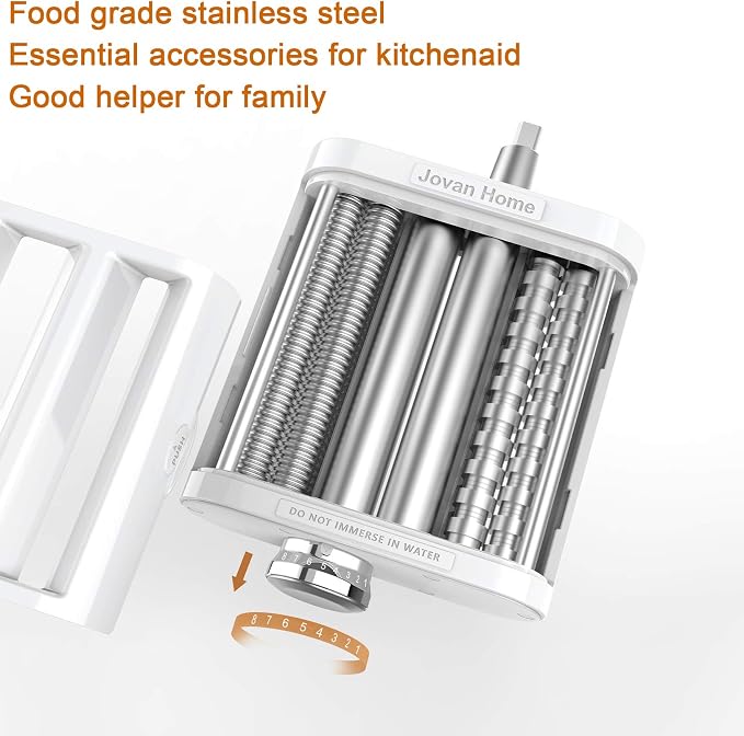 Jovan Home Pasta Maker Attachment 3 in 1 Set for KitchenAid Stand Mixers Included Pasta Sheet Roller, Spaghetti Cutter, Fettuccine Cutter Maker Accessories