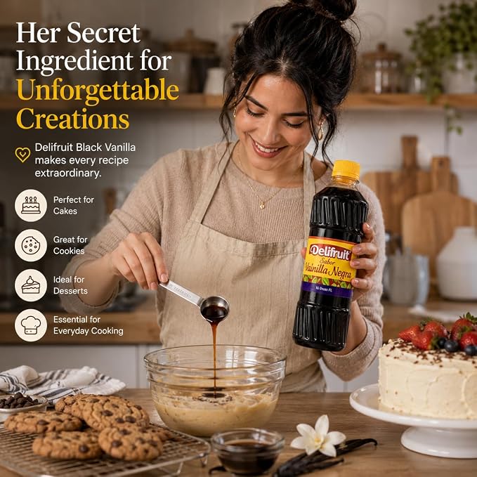 Delifruit Black Vanilla Extract From Dominican Republic 16 Oz.