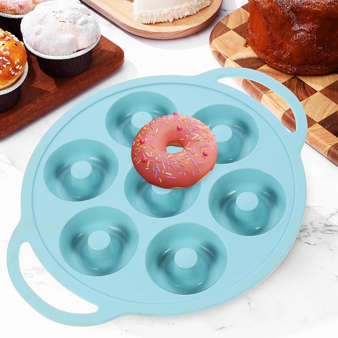 Wakauto Silicone Doughnut and Cake Mold Baking Pan Non-stick Flexible Donut Baking Tray Nordic Green for Home DIY Cake Making