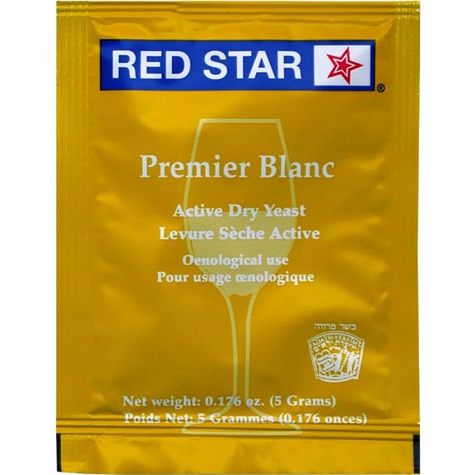 Red Star Premier Blanc Wine Yeast (10 Pack) - Great for Making Wine Cider Mead Kombucha at Home - 5 g Sachets - Saccharomyces cerevisiae - Sold by CAPYBARA Distributors Inc.
