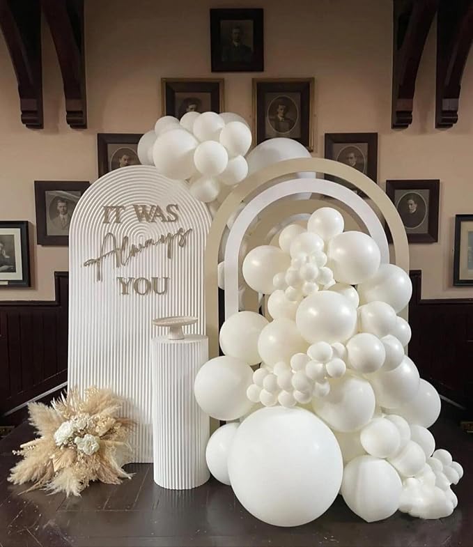 412pcs White Balloons 18 12 10 5 Inch White Balloon Garland Arch Kit Different Sizes Matte Latex Balloons for Baby Shower Birthday Wedding Party Decorations