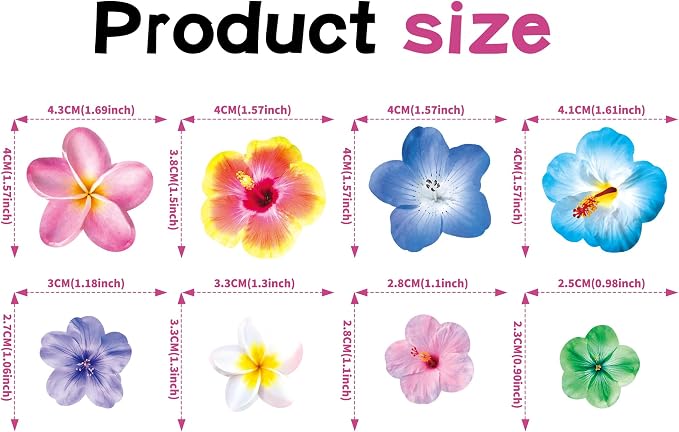 48 PCS Edible Flowers Cupcake Toppers Wafer Paper Birthday Party Hawaiian Birthday Party Decoration Wedding Themed Party Cake Decoration