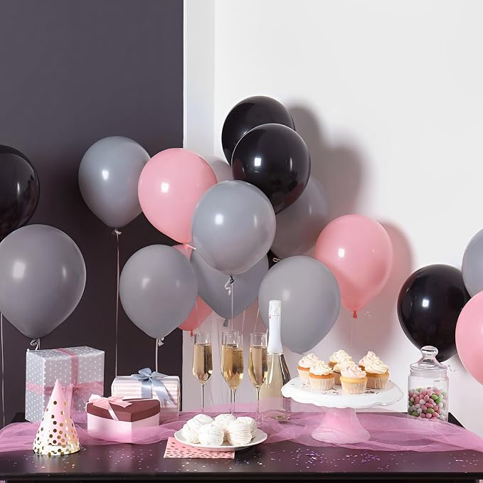 Voircoloria 110pcs Gray Balloons 12inch Grey Latex Party Balloons for Graduation, Wedding, Birthday, Gender Reveal, Baby Shower, Bridal Shower, Anniversary Party Decorations