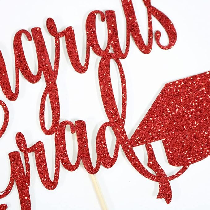 Congrats Grad Cake Topper,2026 Graduation Cake Topper, Congrats Grad Decorations,2026 High School/College/Senior Graduation Party Decorations Supplies. (red)