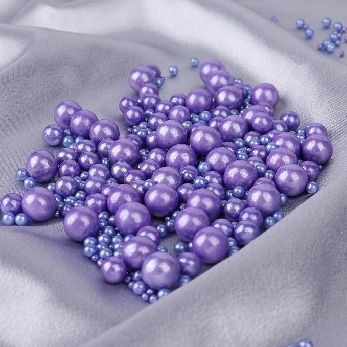 Purple Pearl Sprinkles for Cake Decorating, 4 Sizes Sugar 130g/4.6oz, Cupcake, Ice Cream, Donuts, Macaron Toppings Supplies (2mm, 4mm, 7mm, 1cm)
