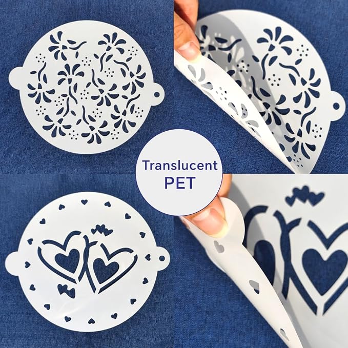 Cake Stencils Set 24 Templates - Happy Birthday, Love, Hearts, Floral - Reusable Laser-Cut for Fondant Buttercream Painting, Baking & DIY Decor (Art Deco)
