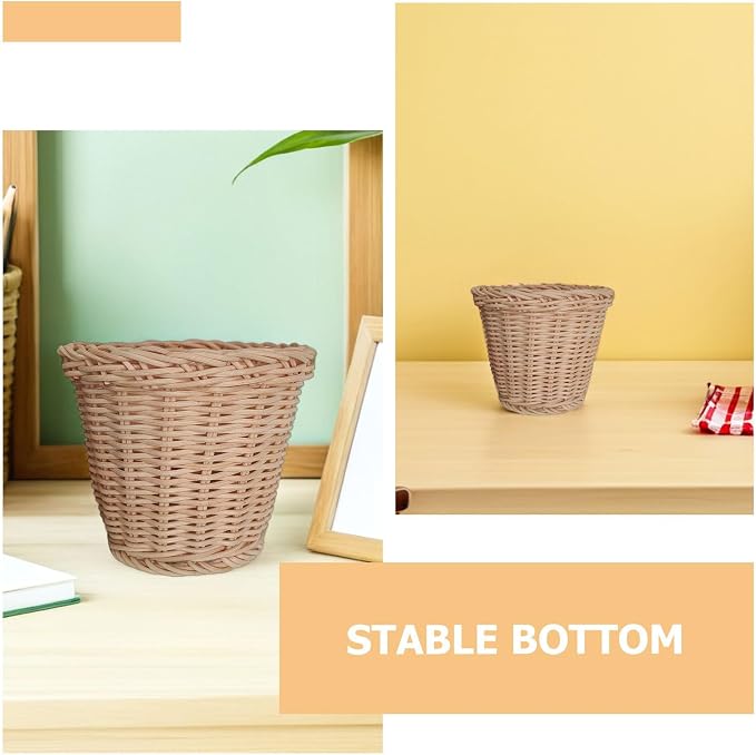 OSALADI Beige Indonesian Rattan Woven Storage Basket for Organizing Sundries and Fruit, Moisture Resistant and Easy to Transport, for Countertop and Picnics