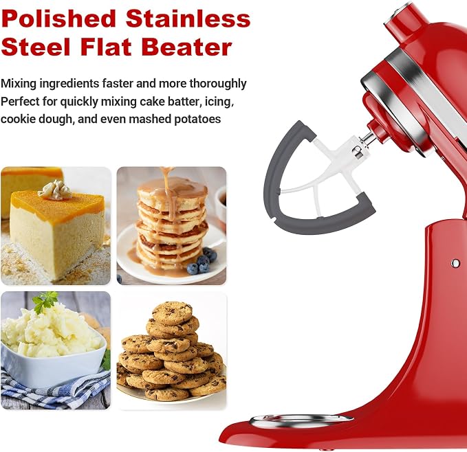 Fgreeble Flex Edge Beater Attachment for Kitchenaid Mixer 4.5-5 Quart Tilt-Head - Paddle Attachment for Kitchenaid Mixers