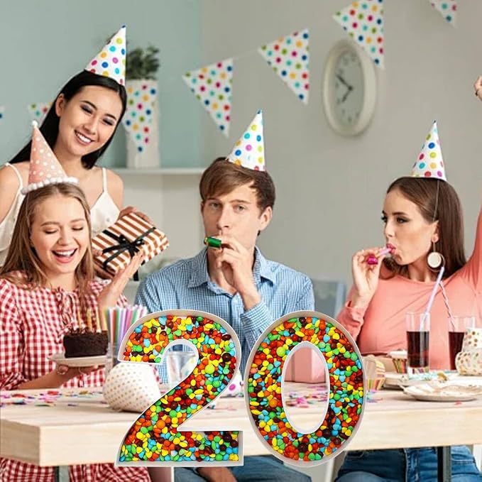 12inch Cardboard Number Fillable Food Tray Box for Charcuterie, Cupcake Arrangement, Birthday Anniversary (White, 20)