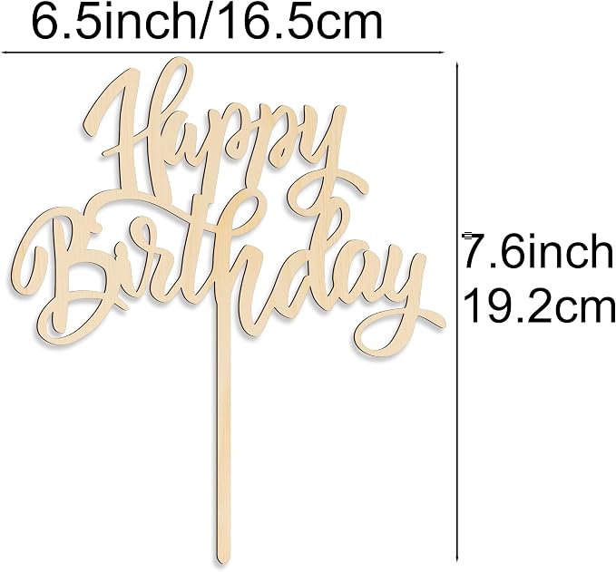 Happy Birthday Cake Decorations, Wooden Happy Birthday Cake Decoration Plugin (wood)