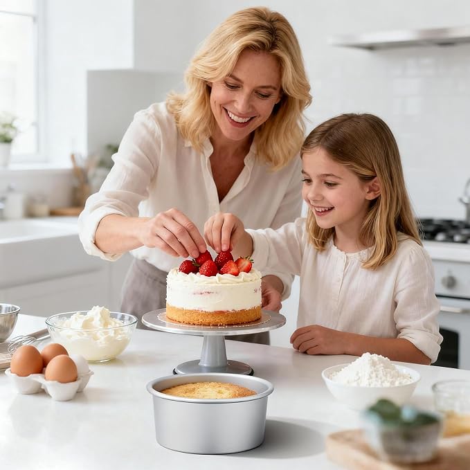 Beasea 6 Inch Round Cake Pan Set of 2, Nonstick Aluminum Alloy Cheesecake Pan with Removable Bottom for Oven Baking