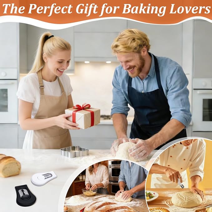 2 Pcs Magnetic Bread Lame, Professional Dough Scoring Tool, Extractable Blade, Hand Crafted Sourdough Bread Scoring Tool for Baking, Bread Making Knife with 20 Razor Blades