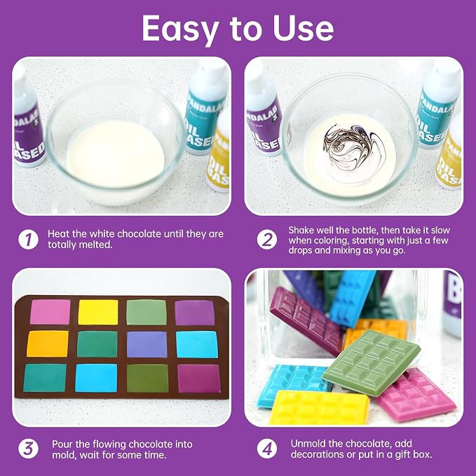 Purple Oil Based Food Coloring for Chocolate, Candy Melts, Donuts, Strawberries, Frosting, Cake, Professional Edible Dye for Baking - 80 Milliliters 2.7 Fl.Oz