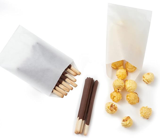 Volanic 100PCS 4X6 Inch Semi-Transparent Glassine Waxed Paper Treat Bags for Party Favor Bakery Cookies Sandwich Soap Packing