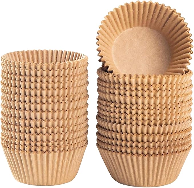 100-Pack Premium Neutral Paper Muffin Liners | Unbleached, Grease-Resistant, Cupcake Baking