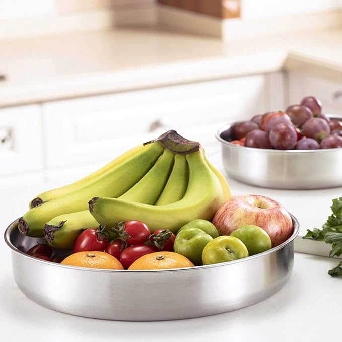 P&P CHEF 11 Inch Cake Pan Set of 4, Stainless Steel Baking Round Cake Pans Tins Bakeware for Birthday Wedding, Leak-proof & Easy Clean, Mirror Finish & Easy Releasing