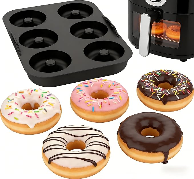2 Pack Silicone Mini Donut Mold, Heat Resistant Baking Tray, Kitchen Bakeware for Donuts Cookies Bagels, Compatible with Oven and Air Fryer