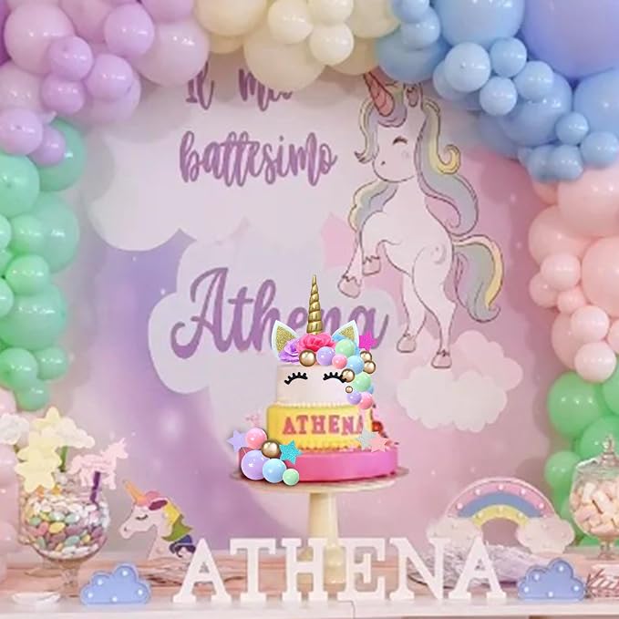 38 PCS Unicorn Cake Topper Unicorn Flower Cake Decorations with Flowers Balls Stars Unicorn Happy Birthday Cake Decorations (Flower)