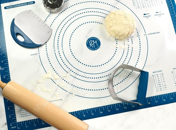 R&M Dough Blender for Cutting and Blending Dough, Mashing Fruit, Mixing Dry Ingredients and More. Stainless Steel with Non-slip Blue Handle.