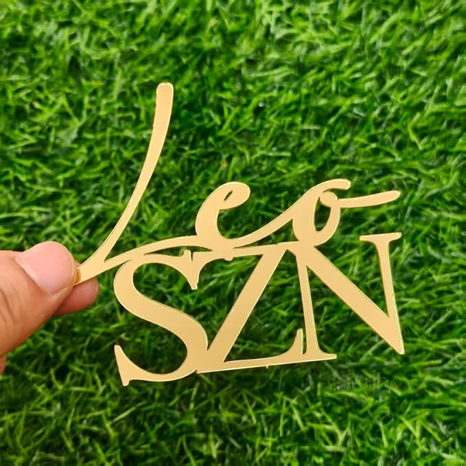 Gold Acrylic Leo SZN Cake Topper, Constellation Birthday Cake Topper, Leo Season Decorations for July and August Zodiac Themed Party, Horoscope Birthday Decoration