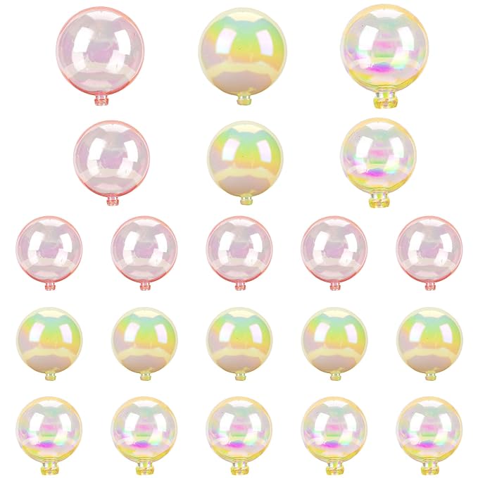 Gyufise 21Pcs Colorful Balls Cake Toppers Clear White Pink Mini Balloons Cupcake Topper DIY Cake Insert Topper Balls Cake Decorations for Wedding Anniversary Baby Shower Birthday Party Supplies