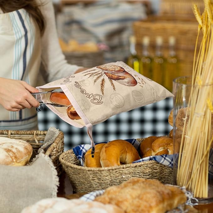 Beeswax Bread Bags for Sourdough, 3 Pack Reusable Bread Bag for Storage - XL 17x13 Inch and 10x8 Inch, Large Linen Bags for Homemade Sourdough - Keep Fresh, Freezer Safe