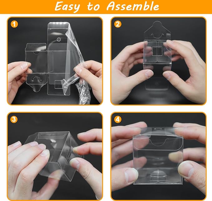 XINHPKGG 50pcs Clear Favor Boxes 2x2x2 Inch Clear Cake Pop Boxes with Hole Top Macaron Box Treat Box for Birthday Wedding Party