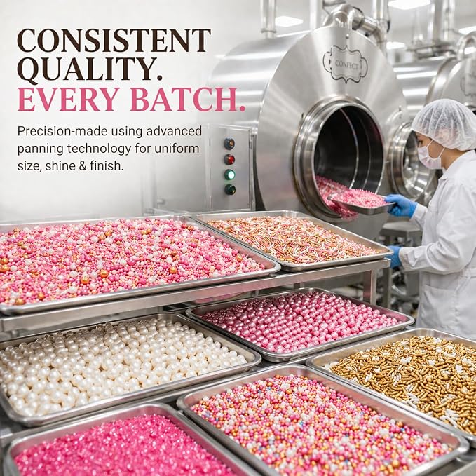 Confect Pretty in Pink Sprinkles Mix – Blush Pink, Silver & White Pearl Dragees, Sky Blue & Pink Jimmies, Sparkling Sugar – Cake Decorating Sprinkles for Cupcakes, Cookies & Party Treats | Vegan, Gluten-Free, Nut-Free, Soy-Free, Dairy-Free, Palm Oil-Fr...