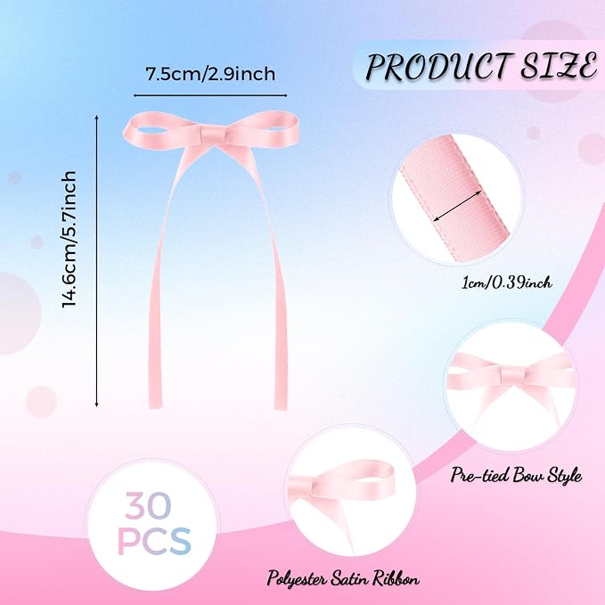 30 Pack Pink Blue Bow Cake Toppers Ribbon Bows for Cake Gender Reveal Bow Cupcake Toppers for Baby Shower Birthday Wedding Party Supplies and Gender Reveal Decorations