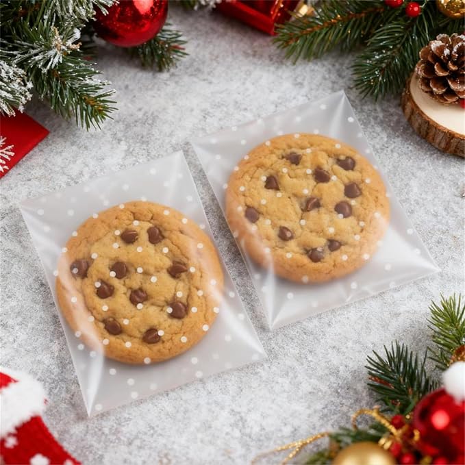 Morepack Self Sealing Cellophane Bags,200 Pcs Clear Cookie Bags Resealable Cellophane Bag for Packaging Packaging Bakery, Favors, (4"x6", No Stickers, Bows)