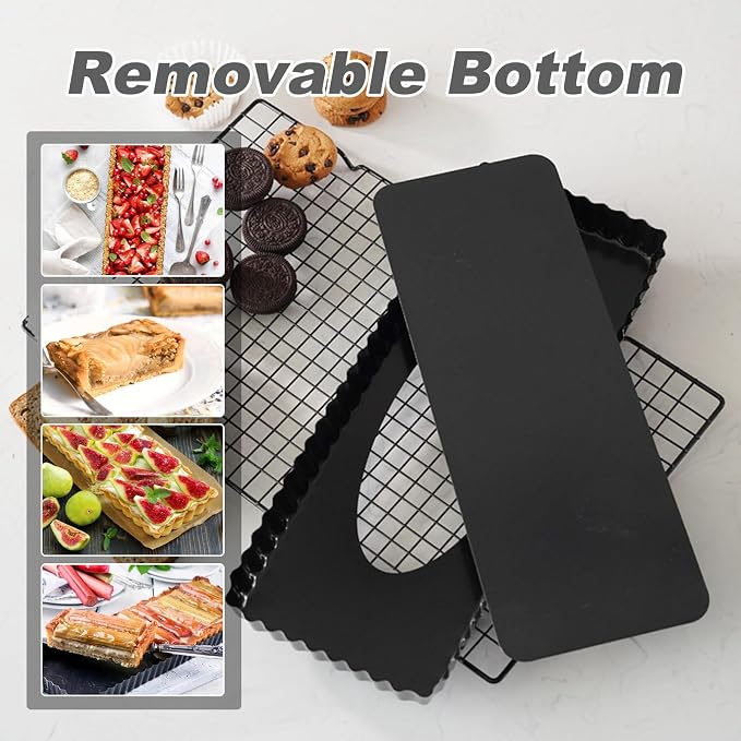 14 Inch 2pc Rectangular Tart Pan Set, Tiramisu Cake Pan, Long Non-Stick Quiche Pan with Loose Bottom, for Baking Desserts, Send Goods from Local Warehouse