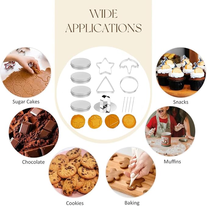 Dalgona Candy Mold Kit – Stainless Steel Cookie Cutters Set with Needle Tool, Sugar Biscuit Molds for Korean Dalgona Candy, Chocolate, Fondant – Reusable Baking Tools for Party & DIY(13 Set)