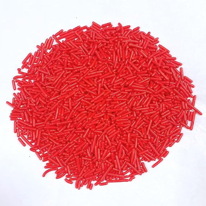 PhilaeEC Red Jimmies Sprinkle Edible Soft Jimmies Sprinkle for Cake Decoration Cupcake Topper Cookie Baking Decorations Halloween Christmas Valentine Supplies 2.75oz/78g