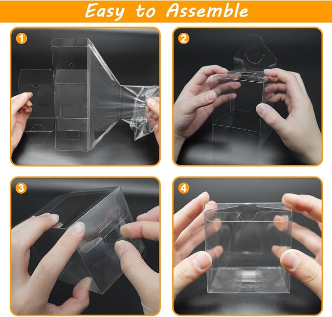 XINHPKGG 100pcs Clear Favor Boxes 3x3x3 Inch Clear Chocolate Bomb Boxes Small Gift Box Cupcake Box for Birthday Wedding Party