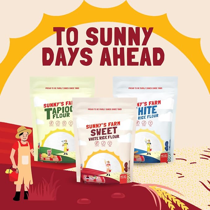 Sunny's Farm Sweet White Rice Flour - Glutinous Rice Flour, Ideal for Rice Flour for Sourdough Bread, Gluten-Free, Non-GMO, 16oz (Pack of 4)