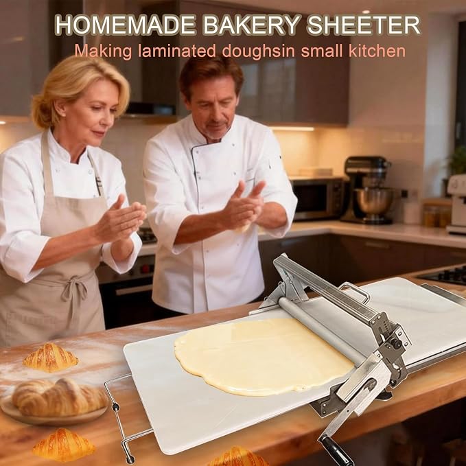 Dough Sheeter Machine,Foldable Manual Dough Rolling Machine with Adjustable Thickness 0-25mm,Stainless Steel Portable Pastry Roller for Commercial Home Bakery,Puff Pastry & Pizza Dough (40.5"x22.8") | Dough Sheeter Machine,Foldable Manual Dough Rolling...