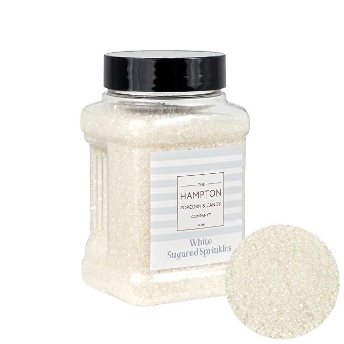 Sanding Sugar White Sprinkles 16 oz, Sugar Sprinkles, Sanding Sugar For Cookie Decorating, Sanding Sugar For Baking, The Hampton Candy Company
