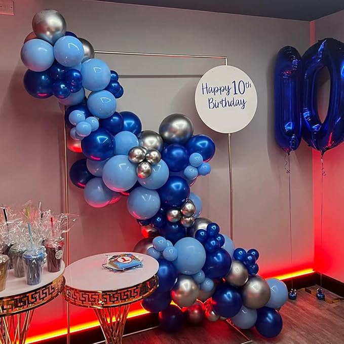 YMSZ Blue Balloon Garland Arch Kit, Navy Blue Balloons Metallic Blue Balloon for Birthday, Baby Shower, 2026 Graduation, Anniversary Party Decorations