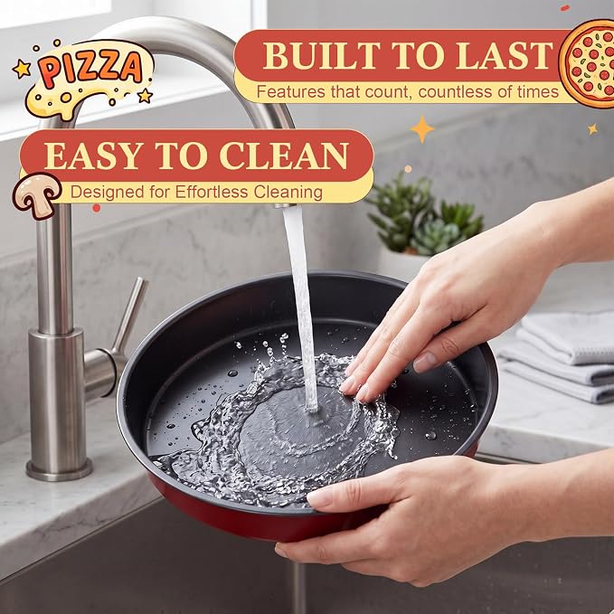 Mifoci 3 Pack Chicago Style Deep Pizza Pan, 10/12 / 14 Inch Nonstick Round Pizza Pan for Oven Carbon Steel Bakeware for Cookie Cakes, Thick Crust Pizzas Oven Safe Trays