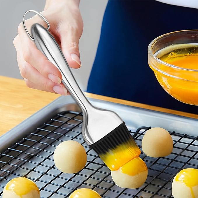 Basting Brush 2PCS Stainless Steel Sauce Brush 12.6 in and 8.46 in Long Handle Oil Brushes Heat Insulation Anti Scalding Cooking Brush for Pastry Sauce BBQ Grill