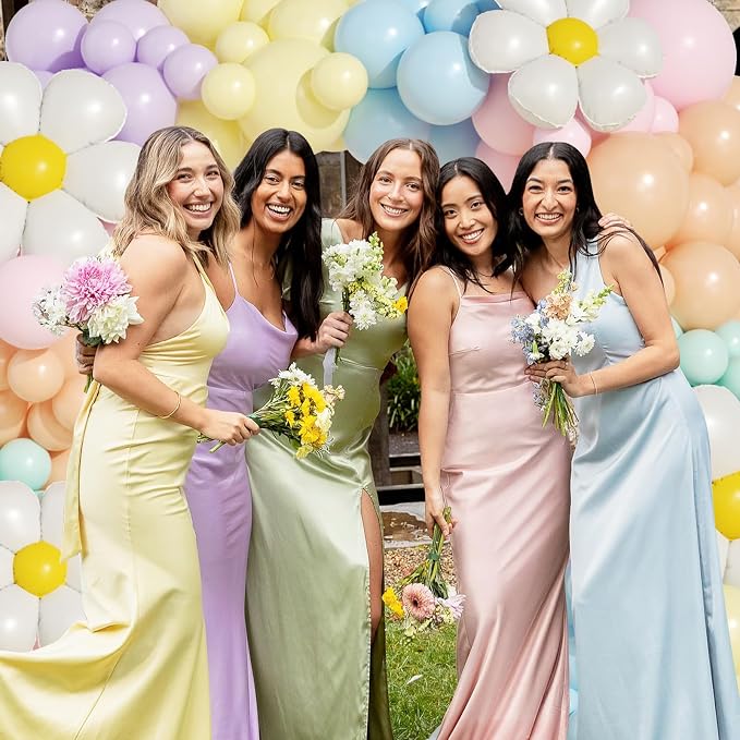 Pastel Daisy Flower Balloon Garland Arch Kit, Pastel Macaron Flower Balloons for Baby in Bloom Baby Shower Birthday Party Decorations