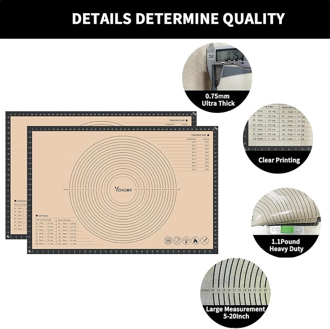 Extra Large Silicone Pastry Mat for Counter Rolling Dough,26x16 Inch,0.75mm Thick,Non Slip Silicone Baking Mat with Measurement(26 x 16 In,Grey)