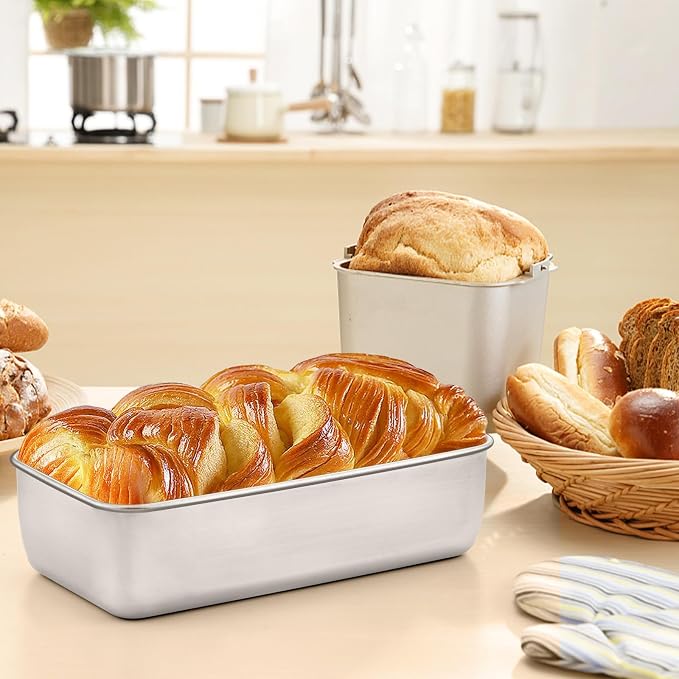Onader 9 x 5 Loaf Pans, Stainless Steel Deep Meatloaf Pan for Baking Bread Set of 3