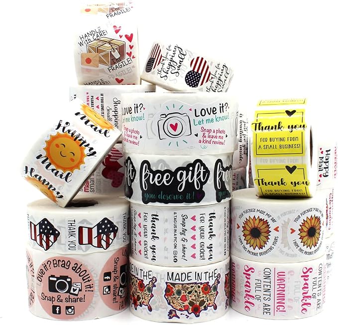 Littlefa 1.5” Shop Small Stickers,Cute Smile Sticker for Small Business Mail Bags Packaging 500 PCS