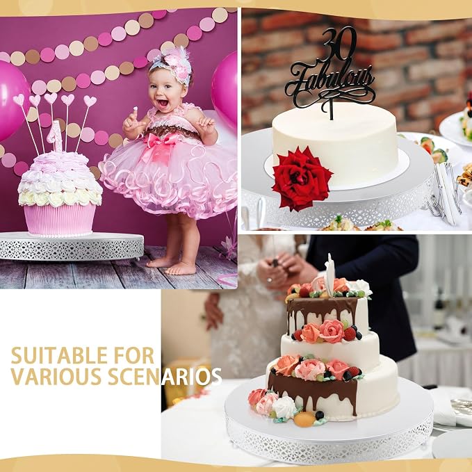 Wenqik Cake Stand 18 Inch Round Metal Cupcake Dessert Wedding Cake Stand Cookies Display Holder Fruit Serving Tray for Table Wedding Birthday Anniversary Party(White)