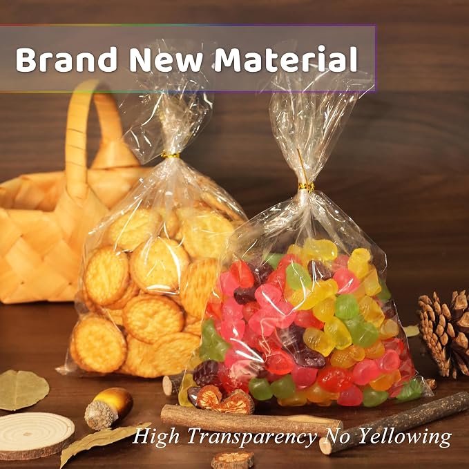 WIKDAY Clear Gift Bags 15 PCS 24x30 Inches Large Cellophane Wrap for Gift Baskets Wrapping Plastic with Ties for Gift Giving, Packaging Products