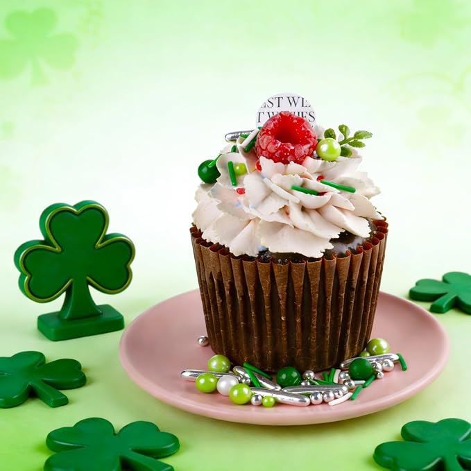 St. Patricks Day Sprinkles for Cake Decorating Edible, Cupcake Toppers, Ice Cream Topping, Mixed Jimmies Ideal for Spring theme Parties and Dessert